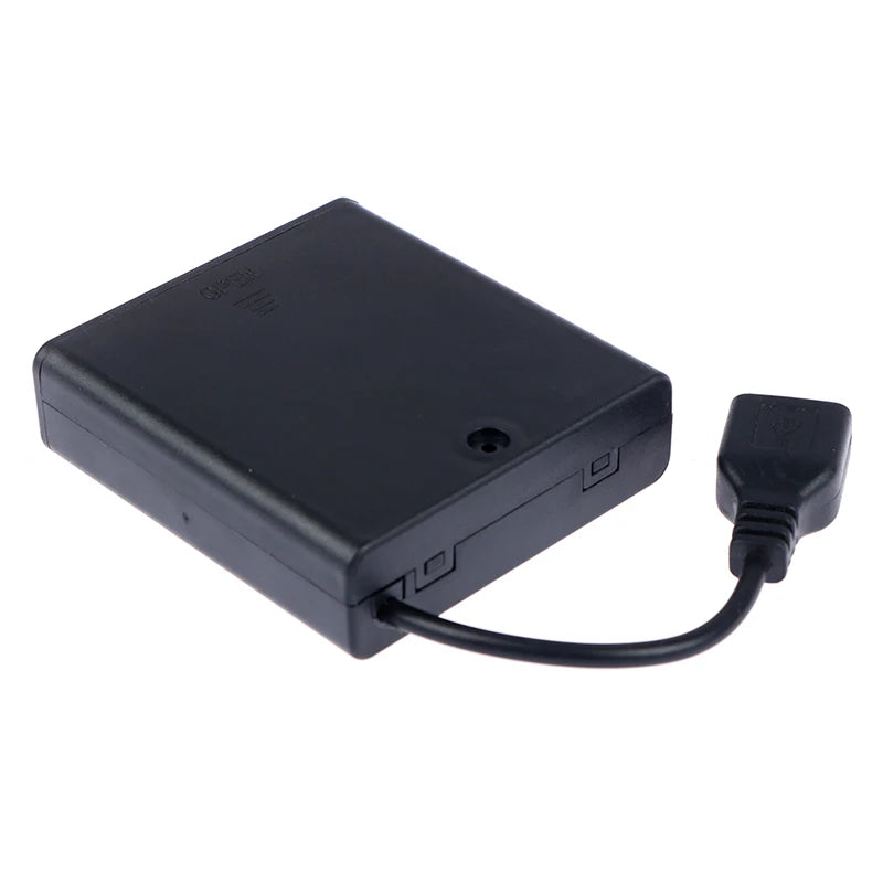 1PC High Quality Black ABS Material 4 X AA 5V Battery Case LED Light USB Mini Power Supply For Building Block Use