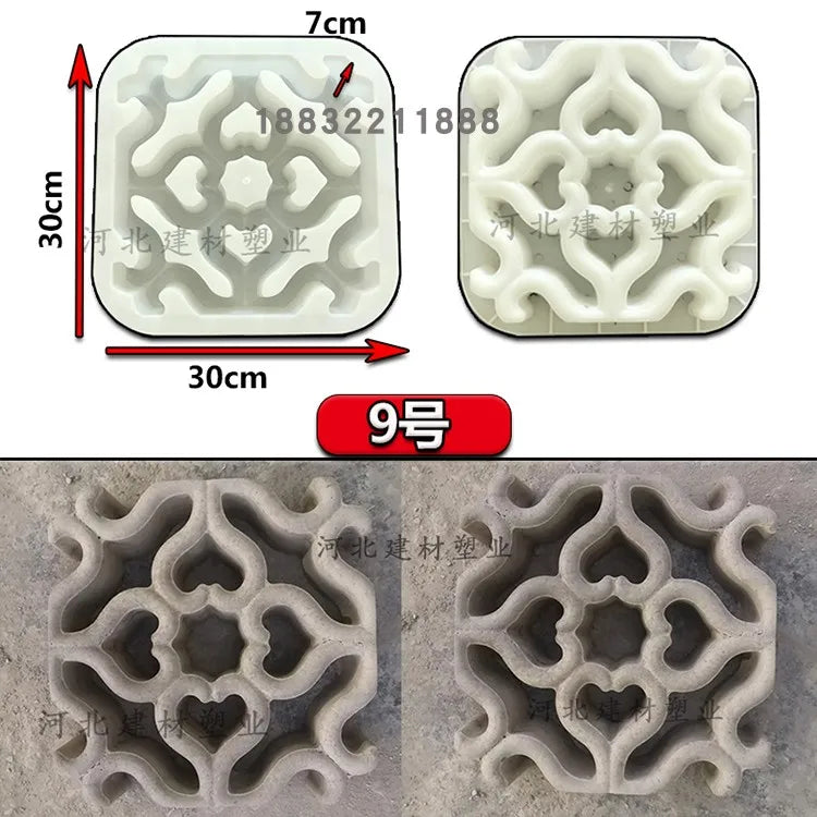 Cement Antique Brick Mold Square Garden Wall Making Brick Mould 3D Carving Anti-Slip Concrete Plastic Paving Molds