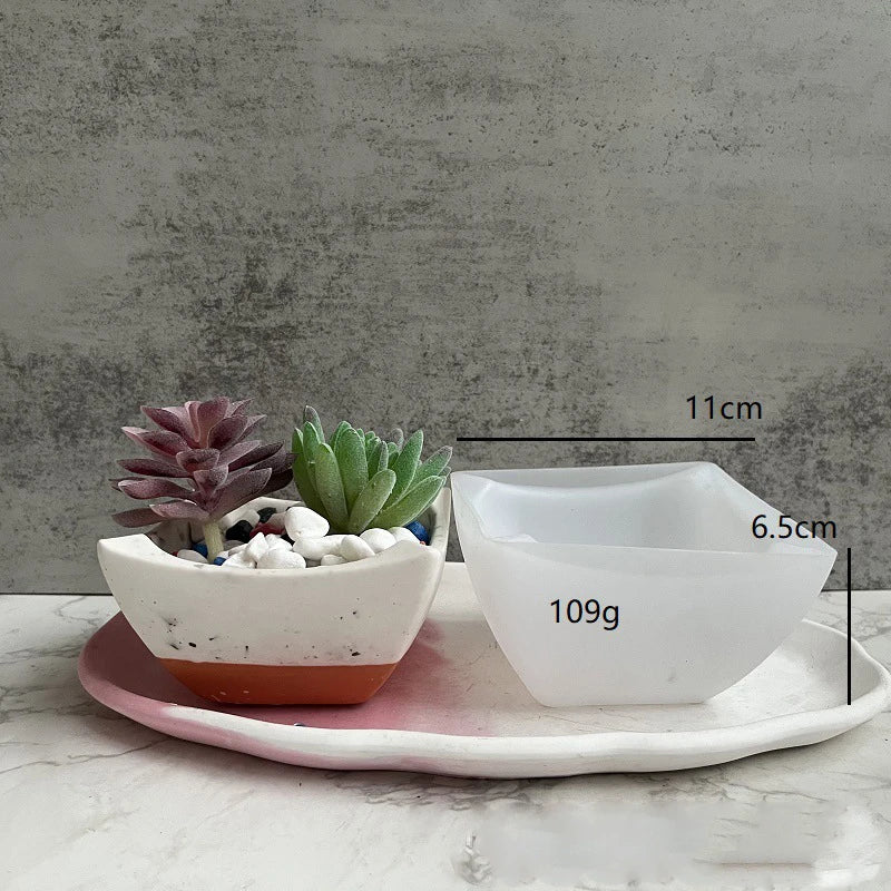 Square Flower Pot Silicone Mold Gypsum Concrete Mould for Potted Plants Handmade DIY Flowerpot Storage Box Concrete Clay Mold