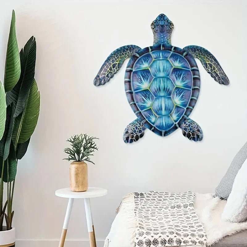 Blue Metal Sea Turtle home Decor Sea Life Turtle Decor Metal Wall Art Decoration Turtle Lover Gift Hanging Wall Art Home Decor