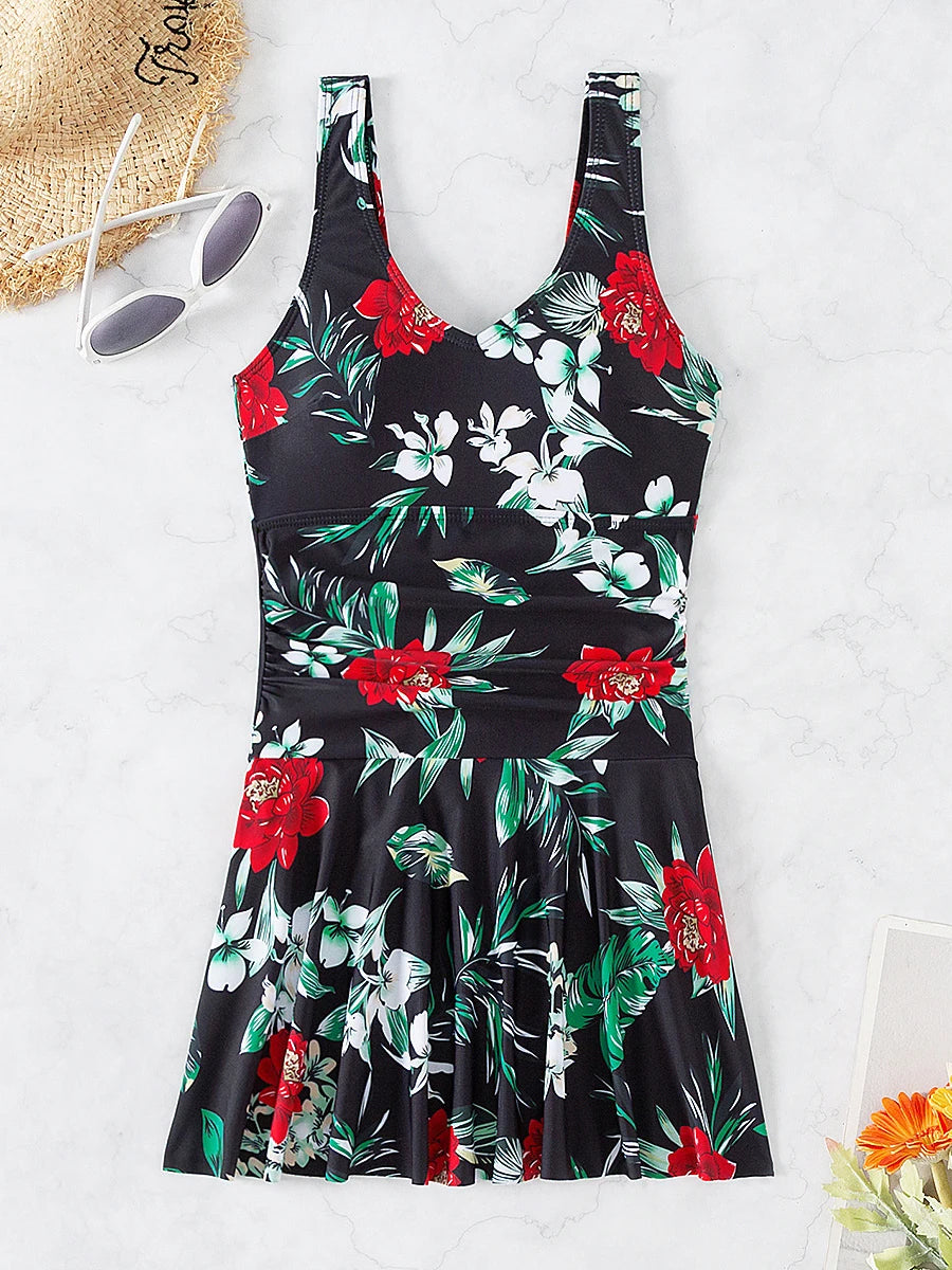 One Piece Swim Dress Padded Swimwear