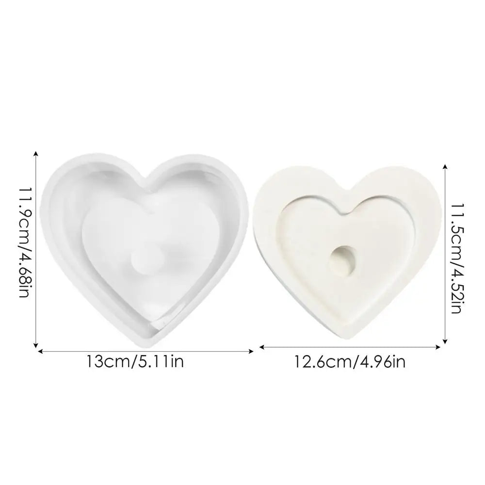 Heart Shape Candlestick Plaster Silicone Mold Candle Holder Concrete Cement Mold DIY Handmade Resin Craft Mould Home Decoration