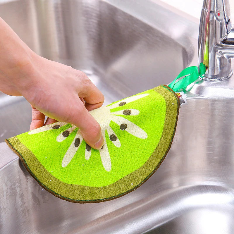 Cute Fruit Print Dish Cloth Wiping Napkin Kitchen Hand Towel Microfiber Towels Cleaning Rag Hanging Towel Quick-Dry Products