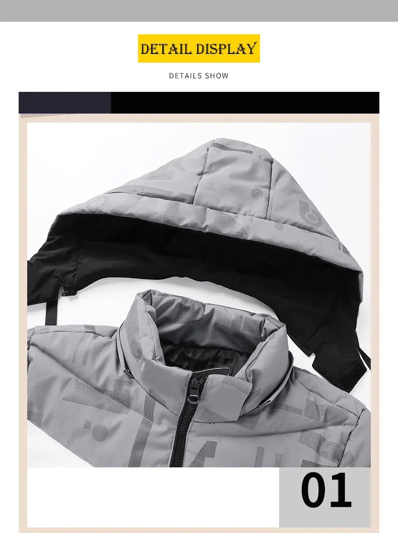 Parkas Men Coat Outwear Thick Warm Parkas Jacket Coat Men Casual Windbreaker Patchwork Hooded Parkas Jacket Men