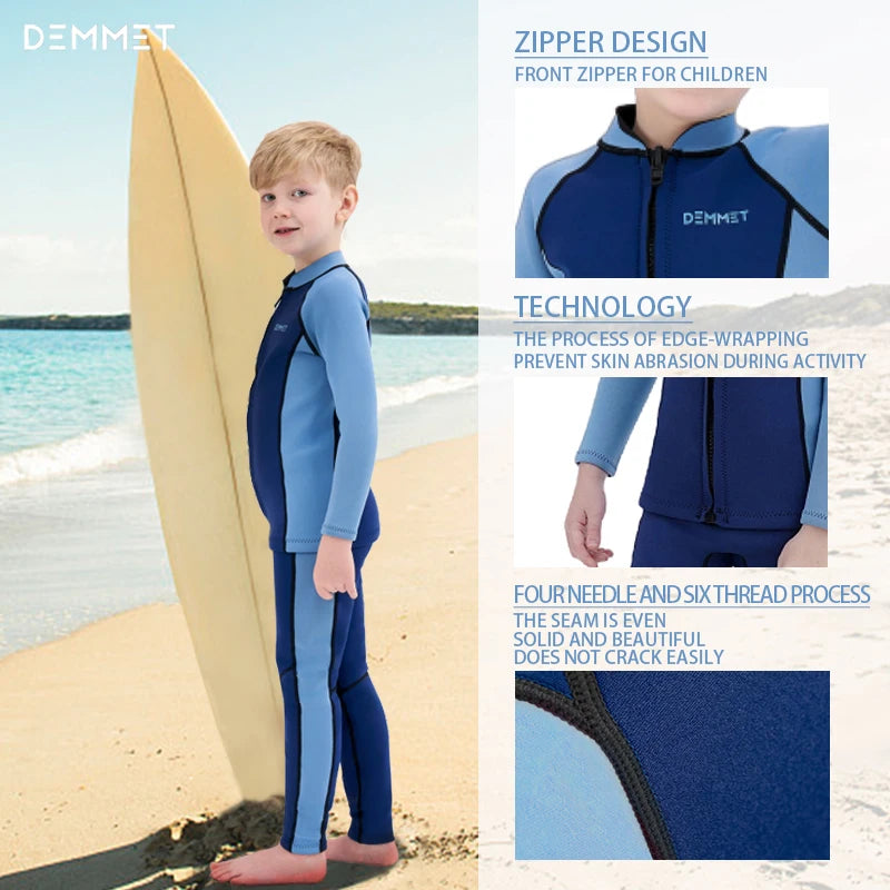 Wholesale Custom Kid Wetsuit Boy Girl 2 Pieces Split Long Sleeves Pants Swimsuit Neoprene Warm Swimming Diving Surf Swimwear