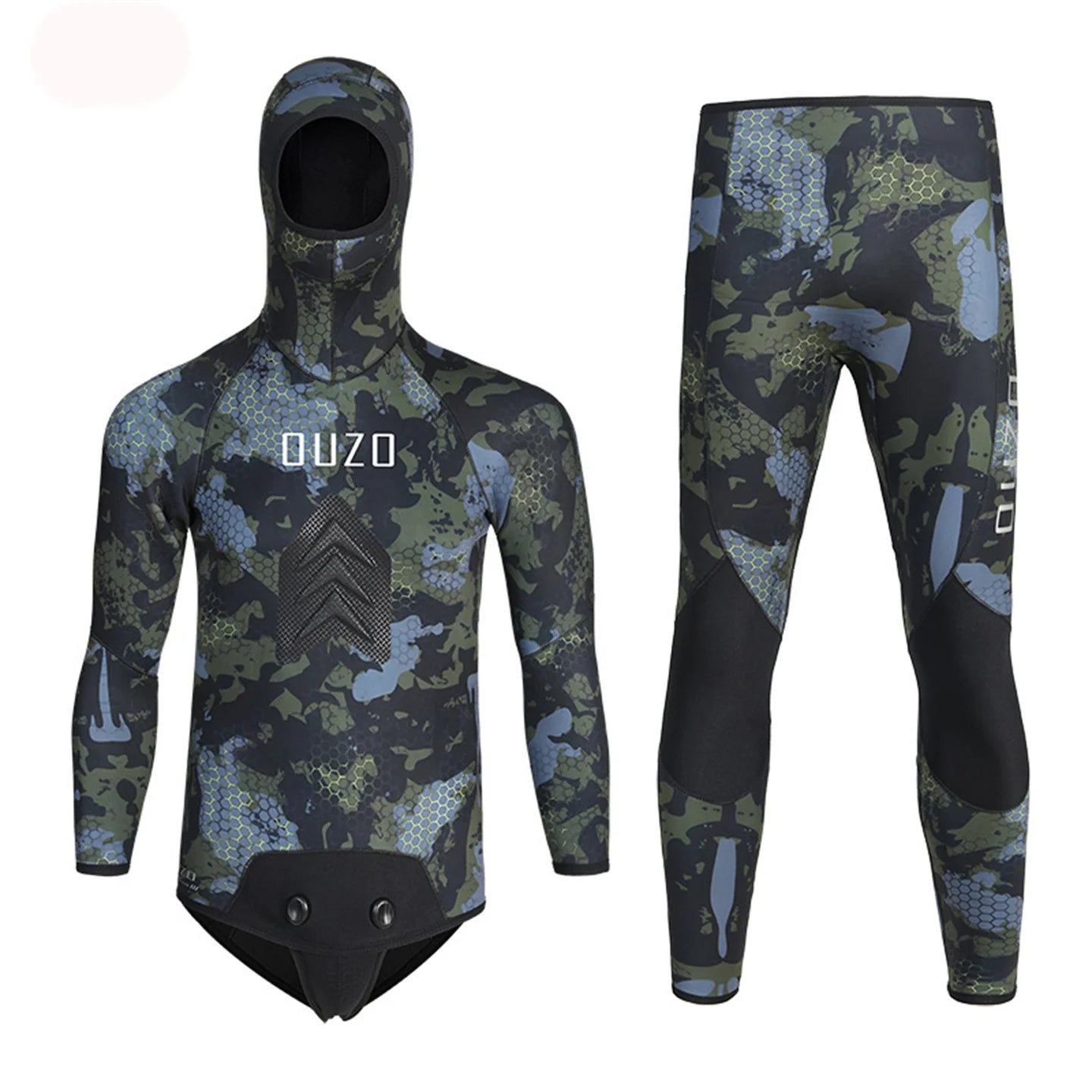 3.5MM Neoprene Leather Lining Camouflage Scuba Spearfishing Wetsuit Men 2 Pieces Separate Set Diving Suit Deepwater Swimsuit