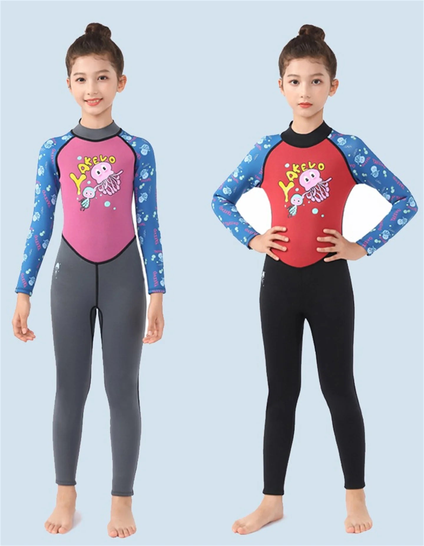 2 5mm Children Diving Suit Girl One Piece Swimsuit Warm Long Sleeved Sun Protection Surfing Suit Floating Diving  Suit