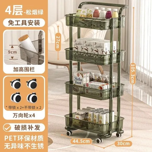 Kitchen Storage Trolley Organizer Plastic Housekeeping Candy Kitchen Cart Grocery Service Carrito Plegable Con Ruedas Furniture