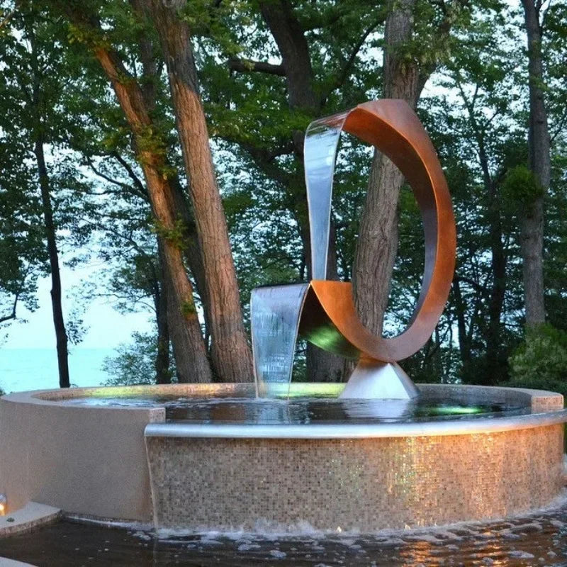 Large Outdoor art steel water fountain