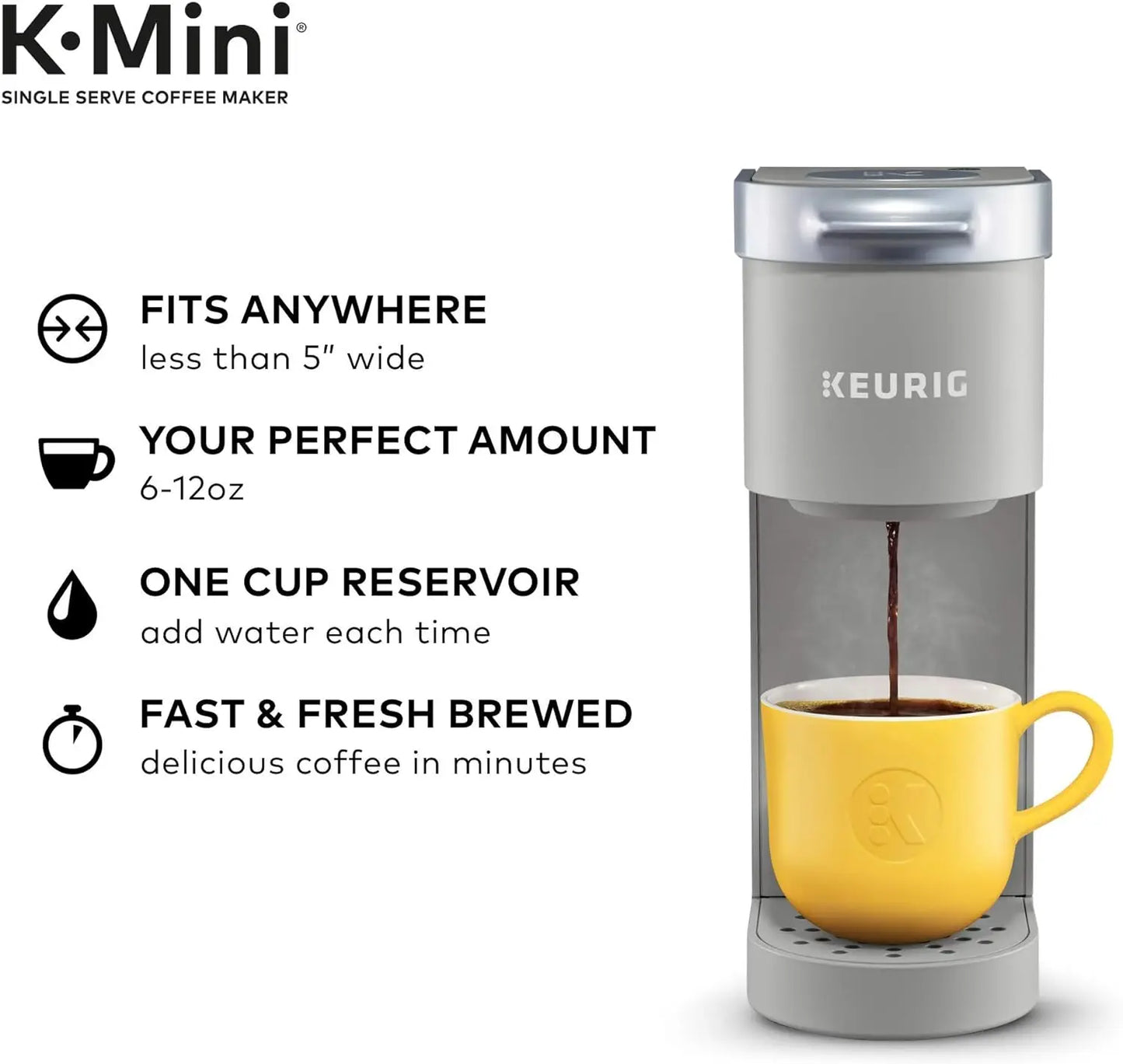 Keurig K-Mini Single Serve Coffee Maker, Studio Gray, 6 to 12 oz. Brew Sizes & K155 Office Pro Single Cup Commercial K-Cup