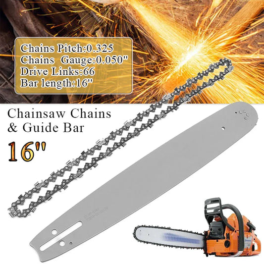 16 inch Guide Bar with 1Pcs 3/8 50DL Chains for Stihl 009 010 011 012 017 MS170 MS171 MS180 Chainsaw Accessories