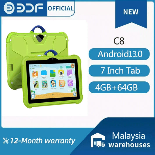 2024 BDF 7 Inch Kids Tablet Android 13.0 Tablets For Children Study Education Bluetooth WiFi With Cute Protective Case Kid Gift