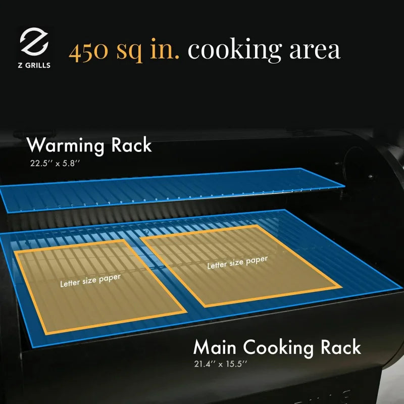 Wood Pellet Grill & Smoker 8 in 1 BBQ Grill Auto Temperature Control, 450 Sq in Bronze