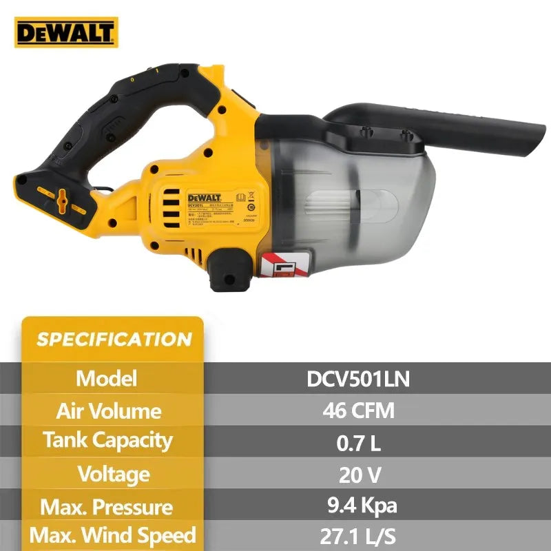 DeWalt Cordless Vacuum DCV501LN Industrial Construction Dry Household Hand Vacuum cleaner 20V Rechargeable Lithium Power Tools