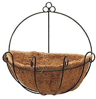 12 Inch Indoor Outdoor Balcony Metal Hanging Planter Basket with Coconut Liner Wire Plant Holder Watering Flower Baskets Pot Han