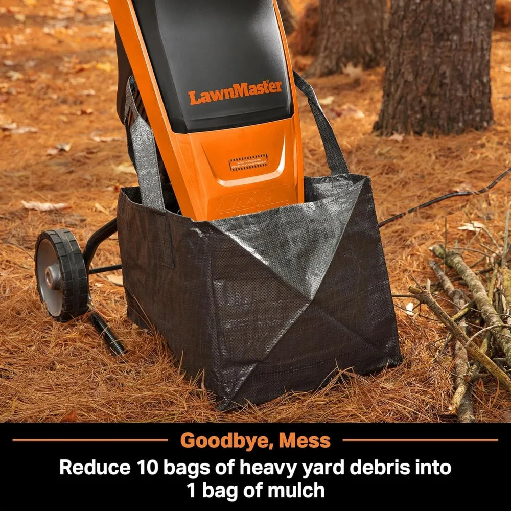 Electric Wood Chipper Shredder 15-Amp 1.5-Inch Cutting Diameter Max 10:1 Reduction Chop Branches Into Garden Mulch