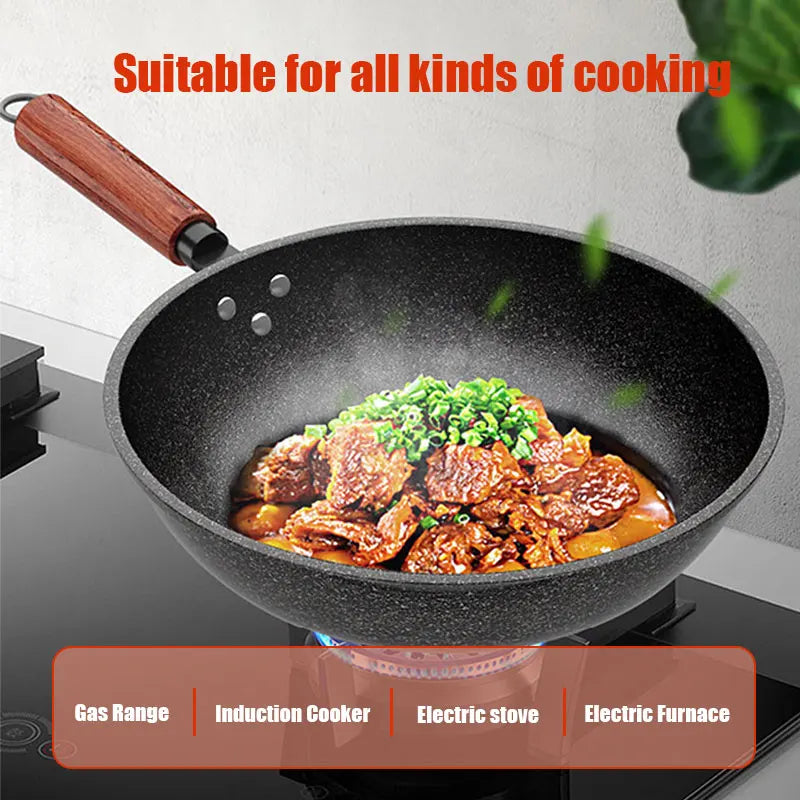 12'' Nonstick Skillet Frying Pan Kitchen Woks Pan Egg Omelette Pan Large Frying Pans Granite Coating Cooker Induction Compatible