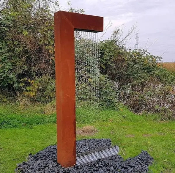 Steel Curtain of Rain Garden Waterfall Fountain