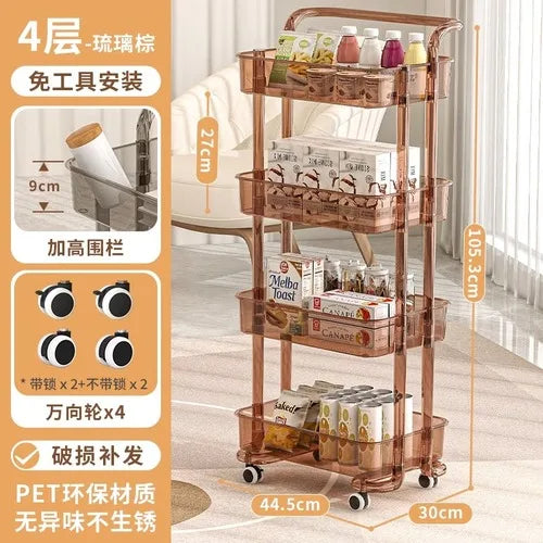 Kitchen Storage Trolley Organizer Plastic Housekeeping Candy Kitchen Cart Grocery Service Carrito Plegable Con Ruedas Furniture