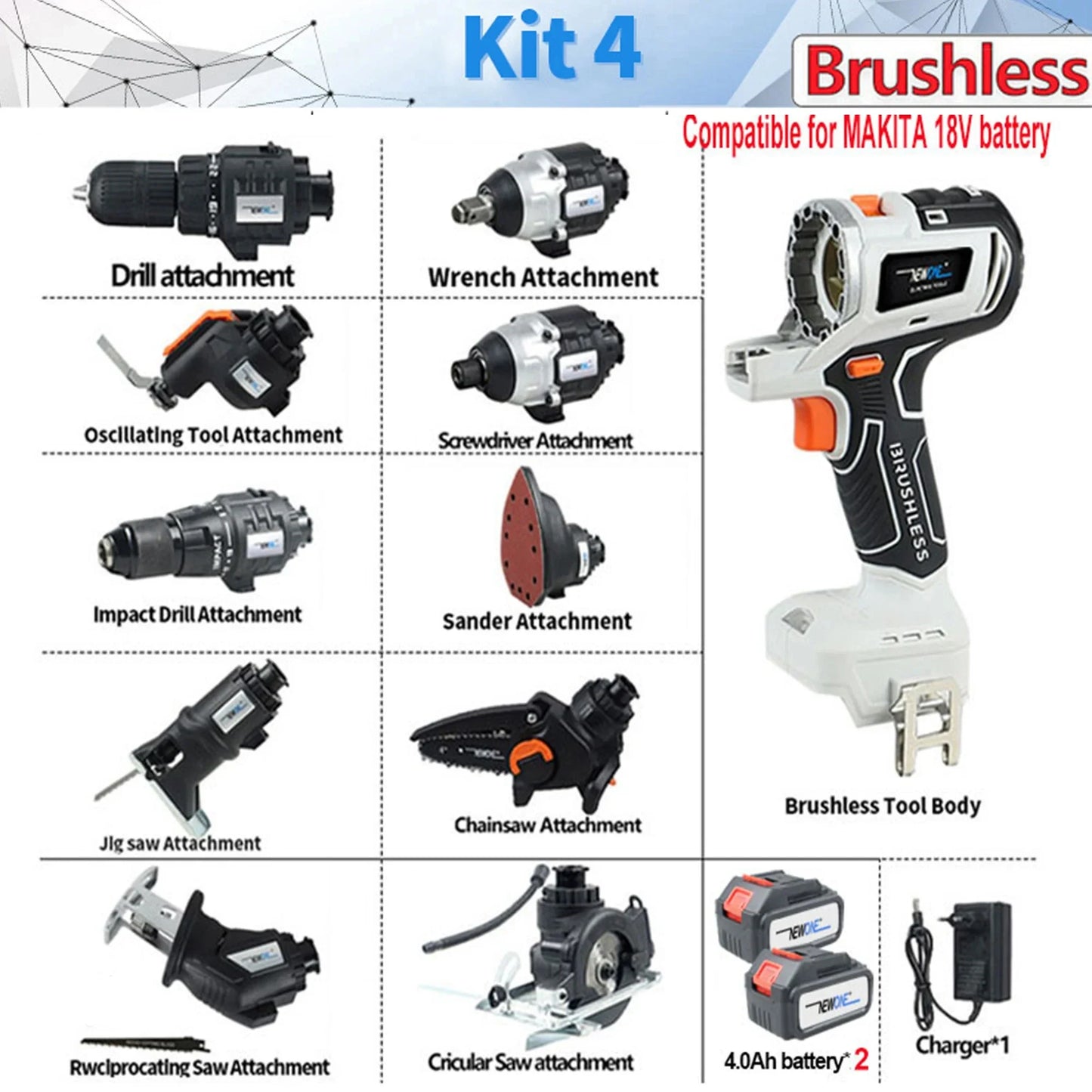 12-in-1 combo kit Cordless Brushless Recip Saw Jig saw Circular Saw Chainsaw Oscillating Tool Screw Driver For makita Battery