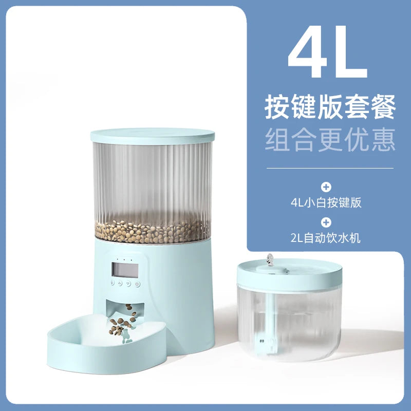 Automatic Feeder Cat Timing Quantitative Pet Intelligent Dog Food Bowl Drinking Water Feeding Machine Two-in-One