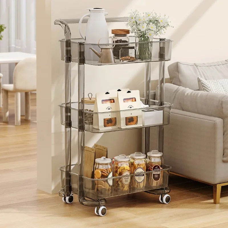 Kitchen Storage Trolley Organizer Plastic Housekeeping Candy Kitchen Cart Grocery Service Carrito Plegable Con Ruedas Furniture