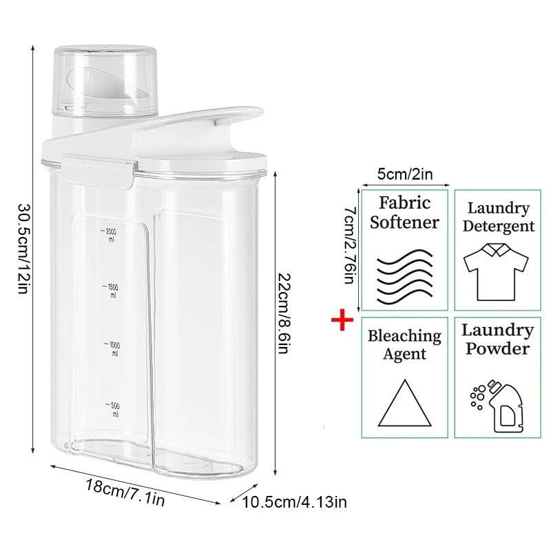 1200/2000/2500ml Laundry Pods Container with Handle Laundry Detegent Liquids Soaps Powders Dispenser Airtight Box with Labels