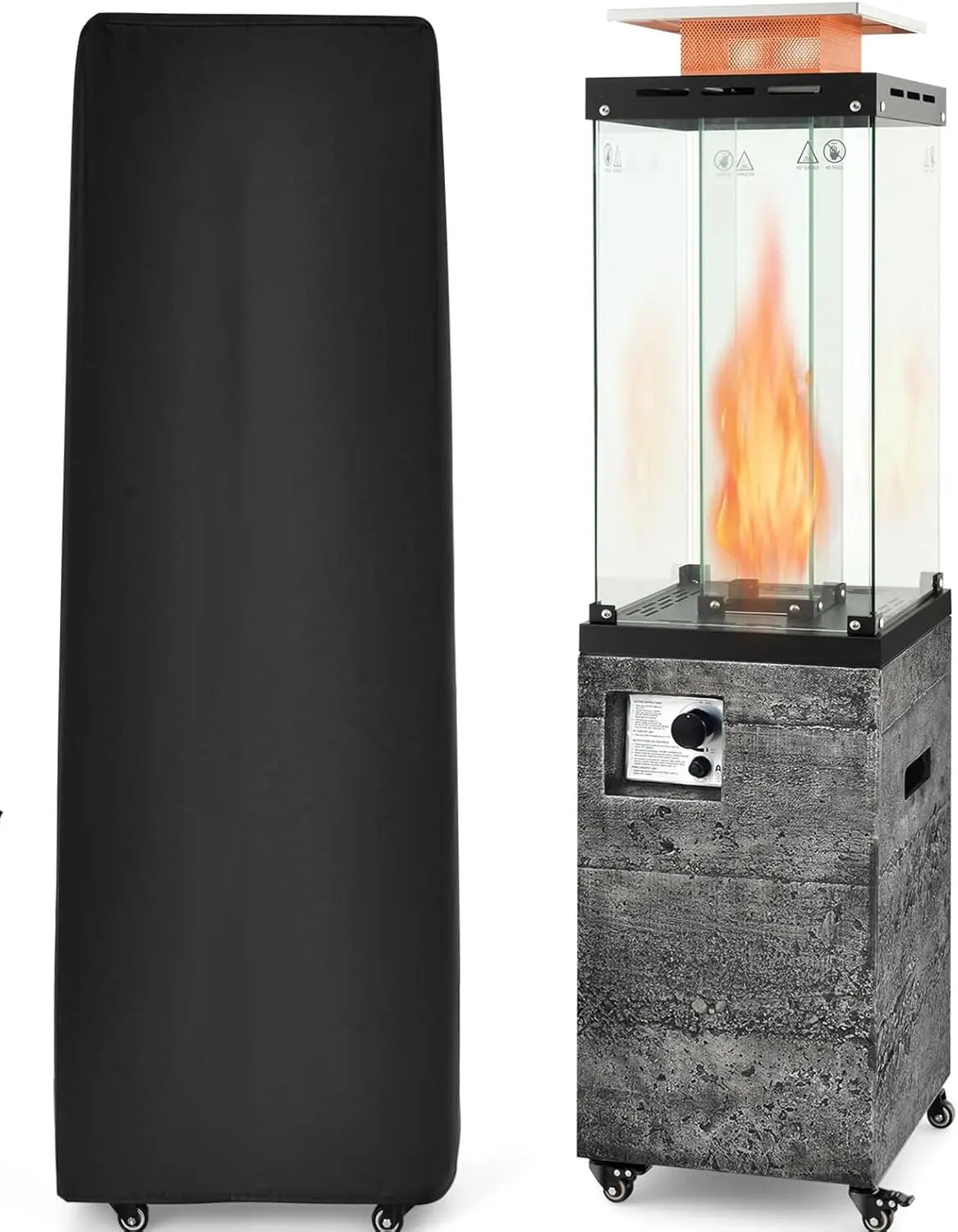 41,000 BTU Outdoor Heaters for Patio - Propane Patio Heater, Outside Space Heater with Protective Cover, Wheels & Adjustable