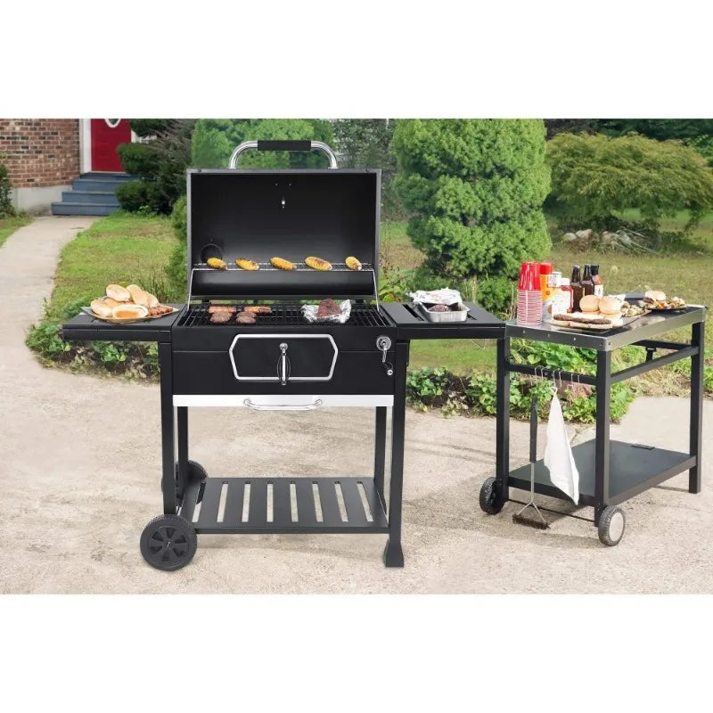 Royal Gourmet  30-Inch Charcoal Grill, Deluxe BBQ Smoker Picnic Camping Patio Backyard Cooking, Black, Large