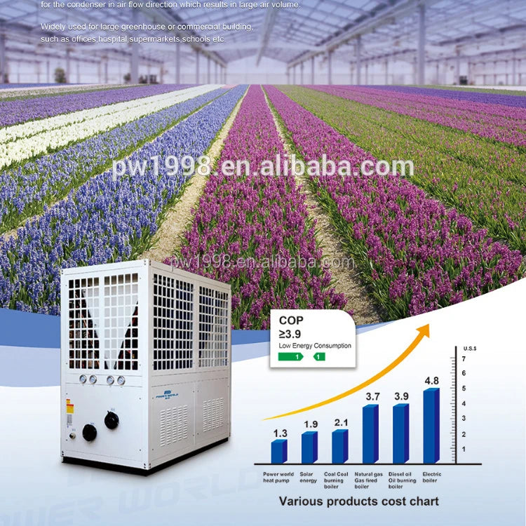 47.3KW Automatic Control Agriculture Green House Tomato Greenhouse Heating heat pump