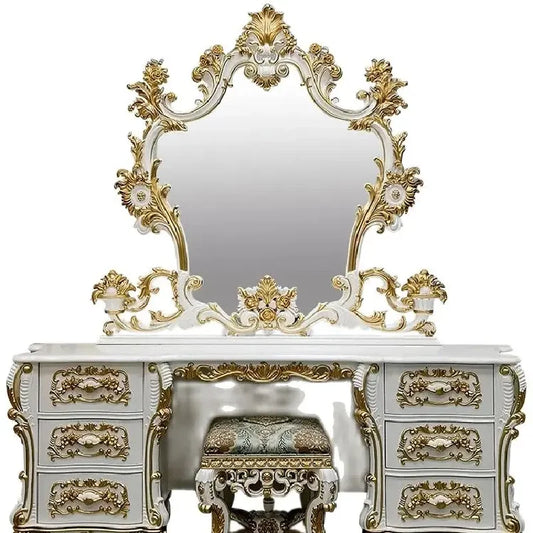 European style solid wood dressing table carved makeup table Bedroom French luxury storage table villa furniture customization