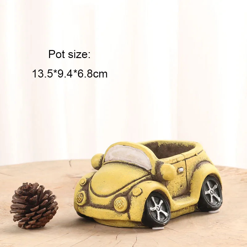 Car Flowerpot Silicone molds Car bus Design Garden plant potted Concrete Pot Mold Homemade Cement flowerpot mold tools