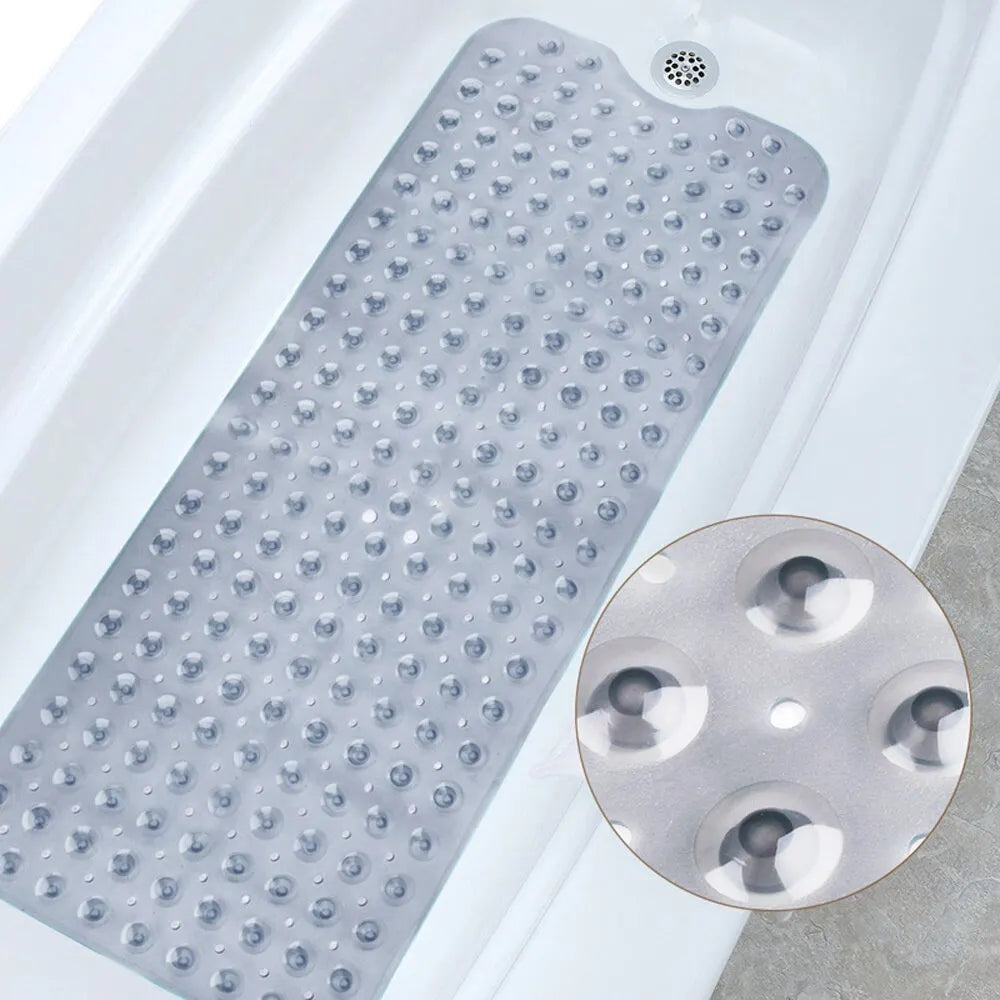 Non-Slip Bath Tub Mats Toilet Floor Rugs Home Shower Bathroom Carpets Bathroom Corner Shower Mat Suction Cup Drain Hole 100*40cm