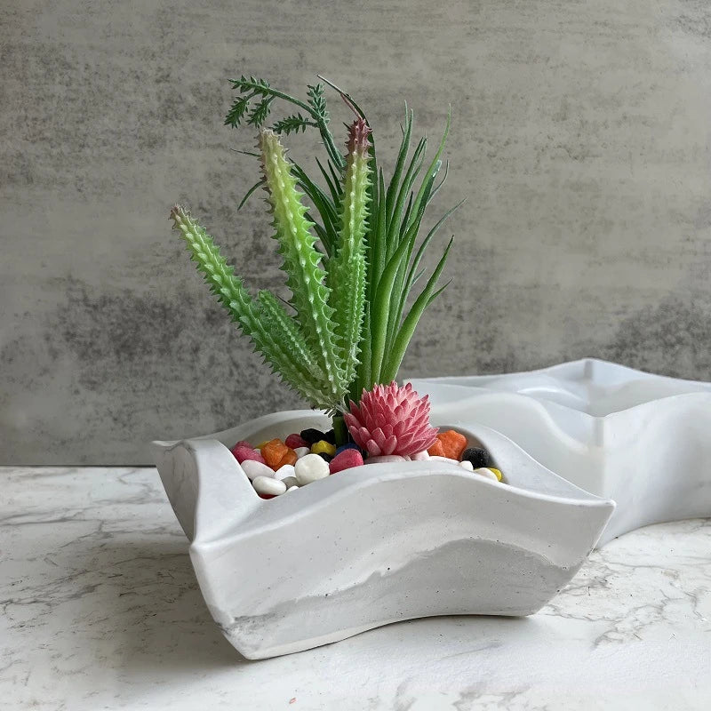 Square Flower Pot Silicone Mold Gypsum Concrete Mould for Potted Plants Handmade DIY Flowerpot Storage Box Concrete Clay Mold