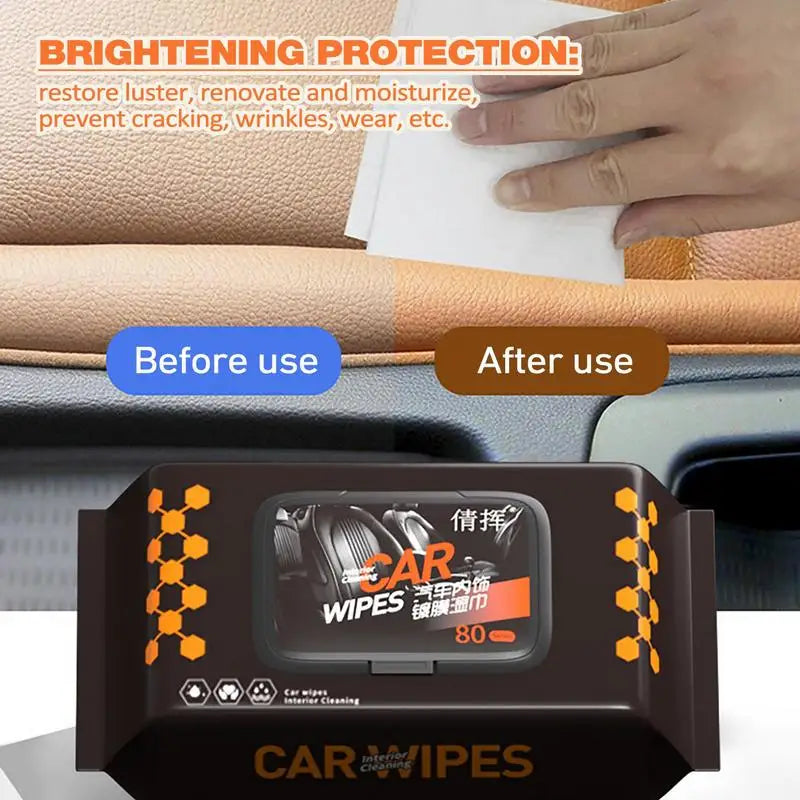 Car Interior Cleaning Wipes 80pcs Interior Cleaner Wet Wipes for Car Multipurpose Cleaning Supplies for Auto Wash Home Fabrics