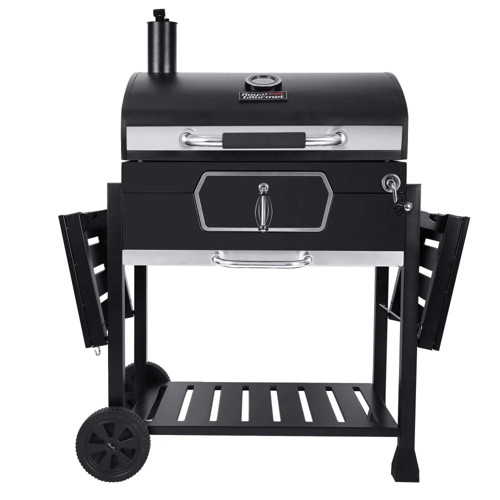 Royal Gourmet  30-Inch Charcoal Grill, Deluxe BBQ Smoker Picnic Camping Patio Backyard Cooking, Black, Large