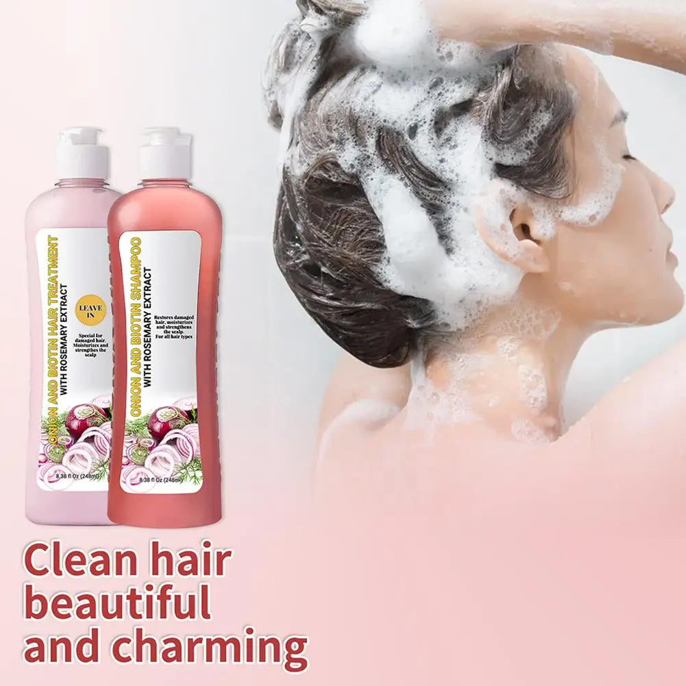 2 Bottles/Set Onion Biotin And Rosemary Shampoo+Conditioner Hair Treatment Anti Hair Loss For All Hair Types Hair Care