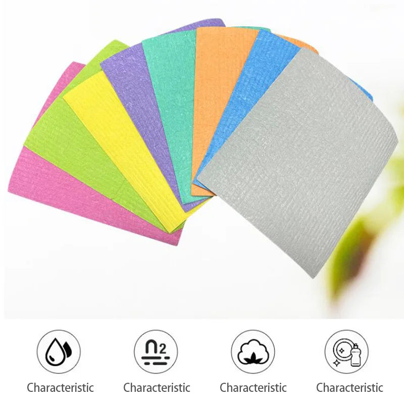 10Pcs Reusable Swedish Dishcloths Eco-Friendly Kitchen Cleaning Towels Cloths Kitchen Towels Household Cleaning Products