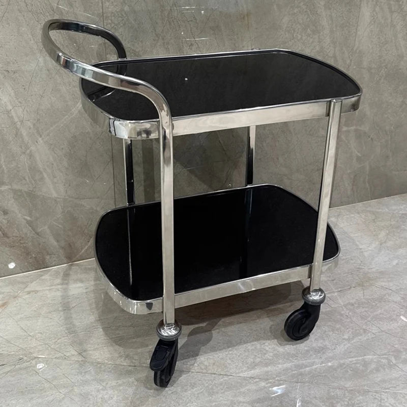 Stainless Basket Cart Drink Trolley Luxury Hotel Cleaning Tool Metal Wheels Mini Housekeeping Bar por mayor Rotating Serving