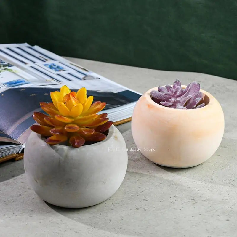 Large Circular Cement Flowerpot Silicone Mold Diy Aromatherapy Storage Box Gypsum Mold Garden Flowerpot Concrete Mold