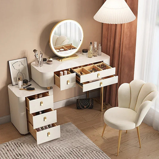 Storage Luxury Dressing Table White Makeup Mirror Chair Dressing Table European Luxury Penteadeira De Maquiagem Furniture Makeup