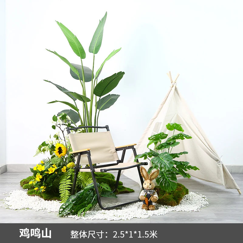 Simulation of green plant landscaping camping combined balcony landscape indoor fake green plant window decoration stair corner