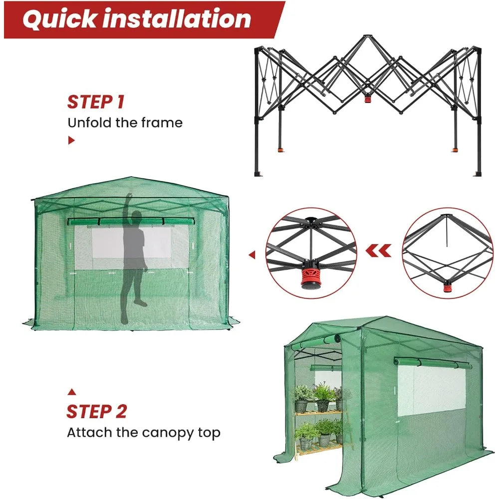 Greenhouse Garden 8'x12' Portable Greenhouse Pop-up Greenhouse Indoor Outdoor Plant Gardening Canopy Green Buildings Supplies