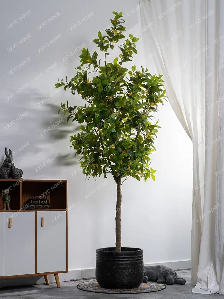 Osmanthus Tree Green Plant Fake Trees Potted Indoor Living Room Landscape Floor Bionic Bonsai