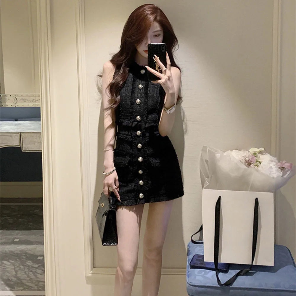 French Small Fragrance Wind Two Piece Set For Women Crop Tank Top + Mini Skirt Suit Elegant Korean Vest 2 Piece Suit Lady Outfit