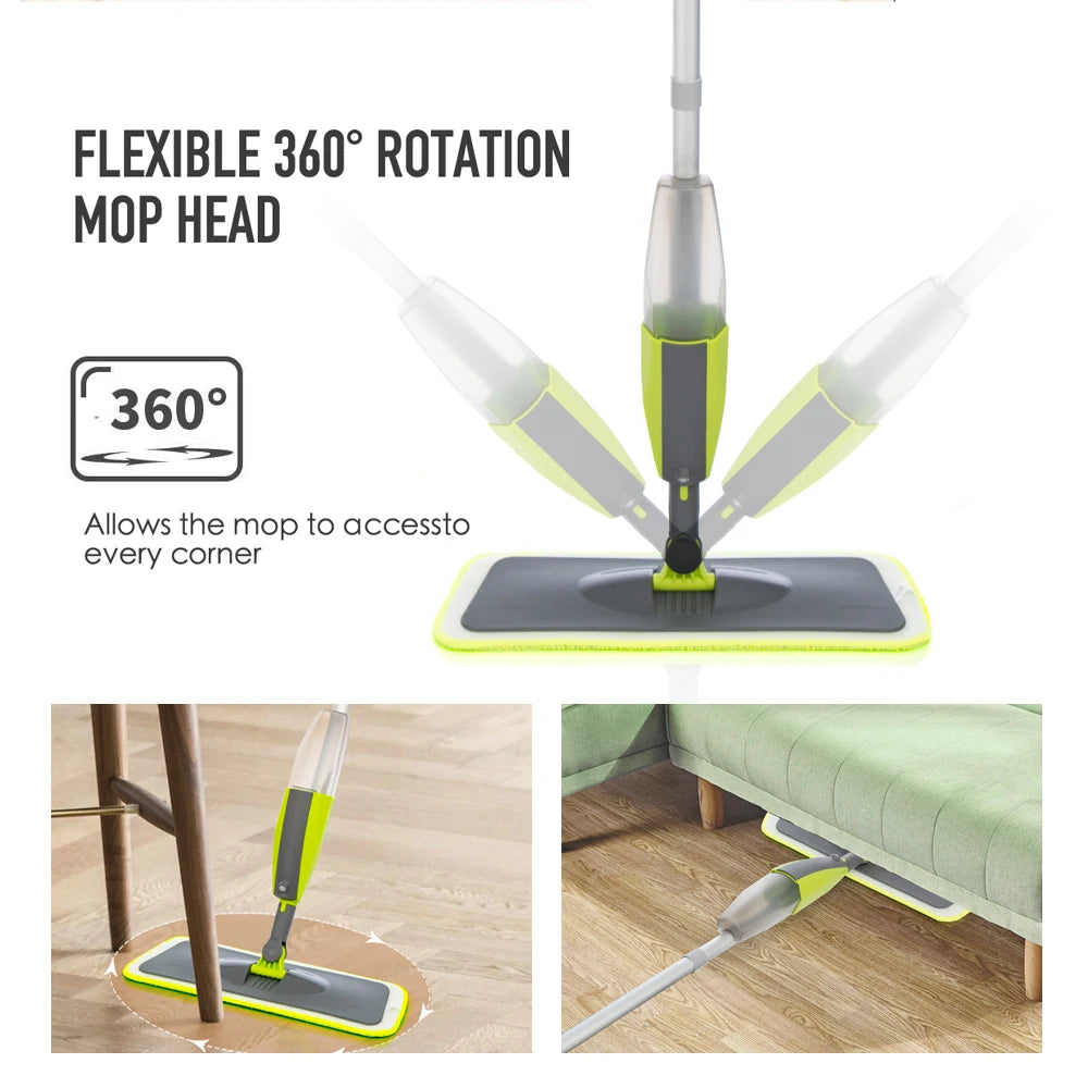 Spray Mop Broom Set Magic Flat Mops for Floor Home Cleaning Tool Brooms Household with Reusable Microfiber Pads Rotating Mop