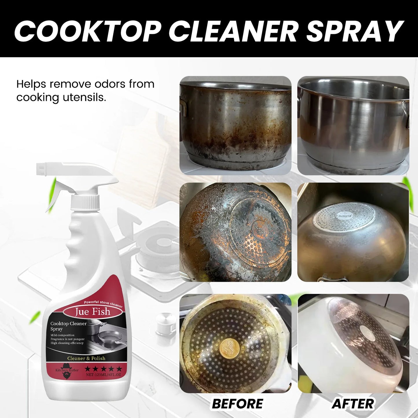 Heavy Grease Grime Cleaner Pot Pan Black Scale Removal Oven Oil Stain Cleaning Kitchenware Decontamination Cooktop Cleaner Spray