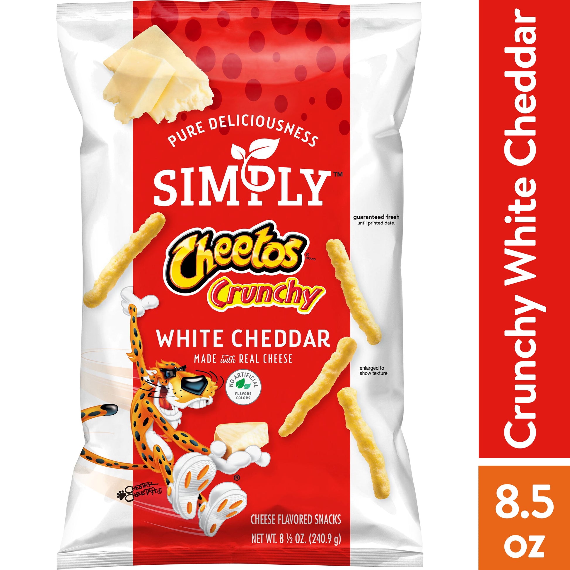 Simply  White Cheddar Crunchy Cheese Flavored Snacks, 8.5 Oz Bag