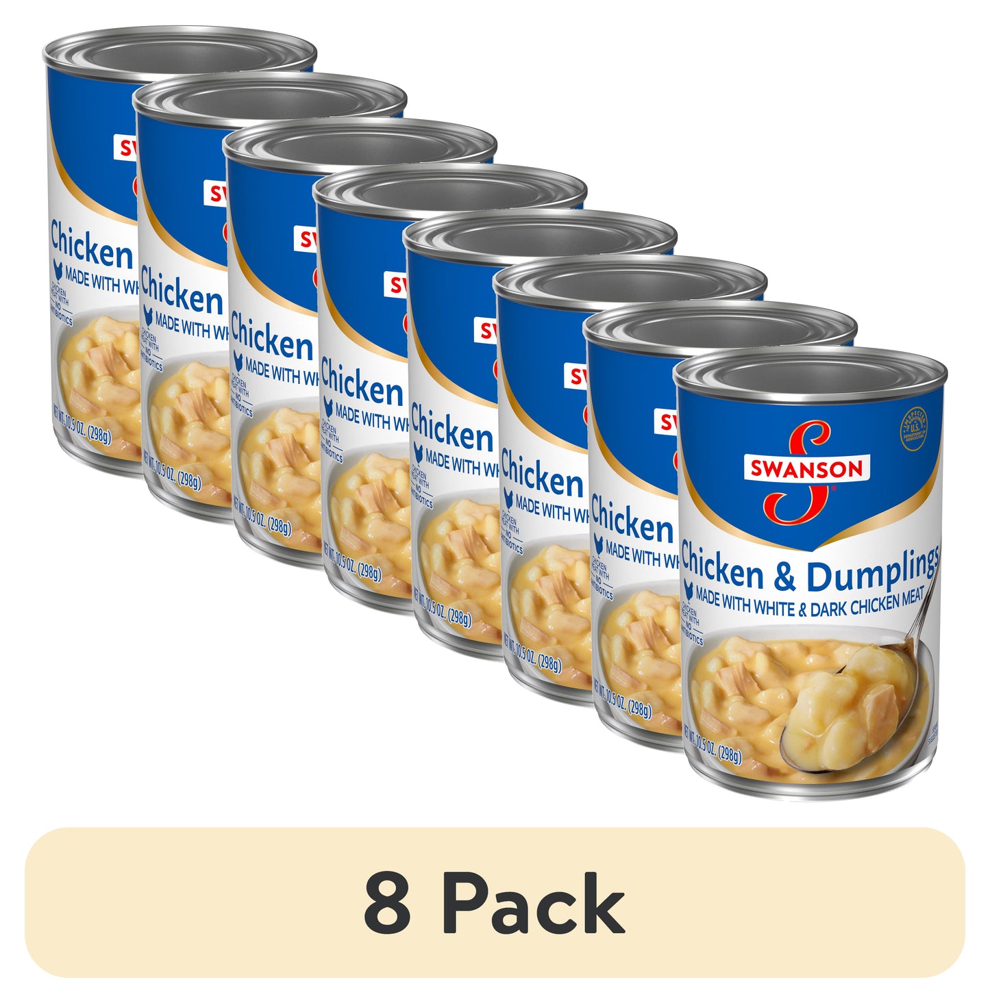 (8 Pack) Swanson Canned Chicken and Dumplings with White and Dark Chicken Meat, 10.5 Oz Can