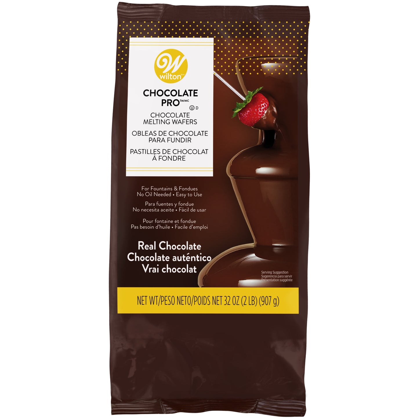 Dark Chocolate Drops for Chocolate Fountains or Fondue, 32 Oz. (2 Lbs), round Pieces of Candy Wafers